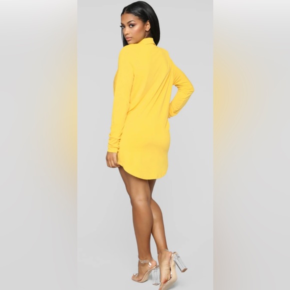 Fashion Nova XS yellow Stay the Night Cowl dress NWT - Picture 8 of 8
